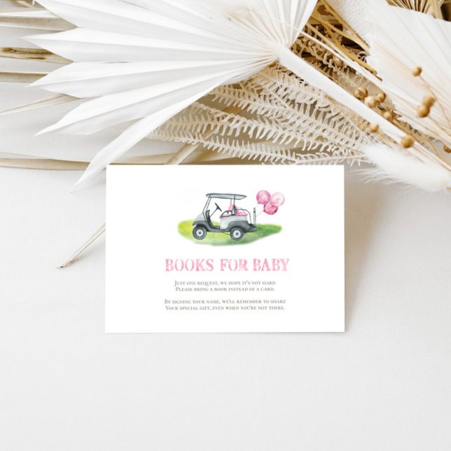 Carte D'accompagnement Livres de golf rose pour bébé (Créateur téléchargé)