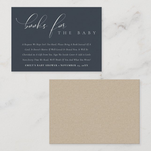Carte D'accompagnement Livres de la marine en noir pour bébé (Devant / Derrière)