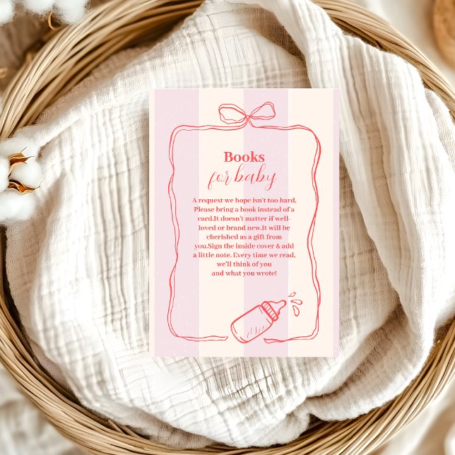 Carte D'accompagnement Livres de livres de coquette à rayures roses pour  (Créateur téléchargé)