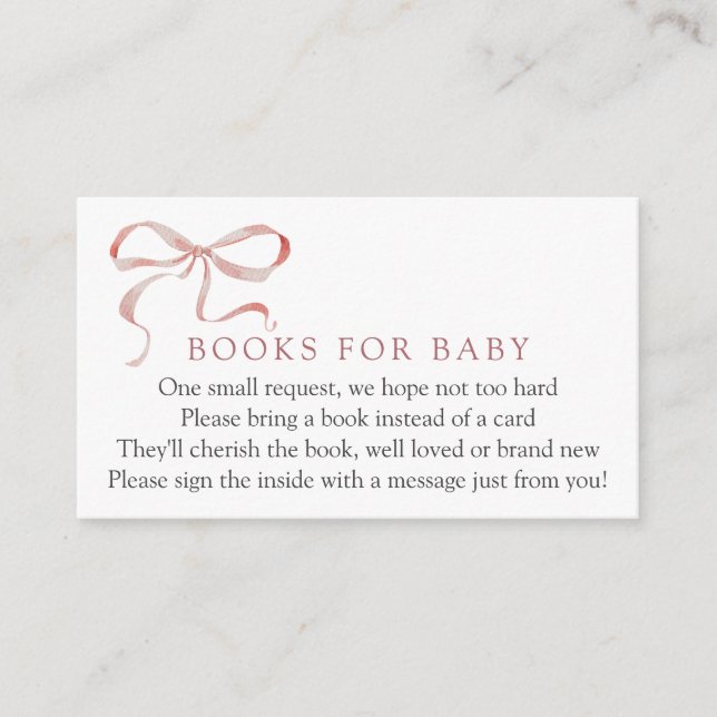 Carte D'accompagnement Livres de livres rose pour la demande bébé (Devant)