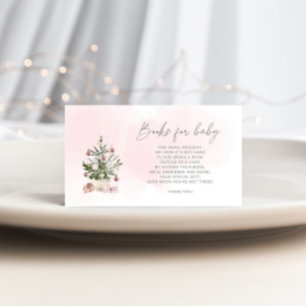 Carte D'accompagnement Livres de Noël rose hiver pour bébé