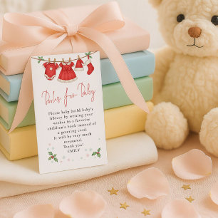 Carte D'accompagnement Livres de Noël sur la corde à linge mignons pour B