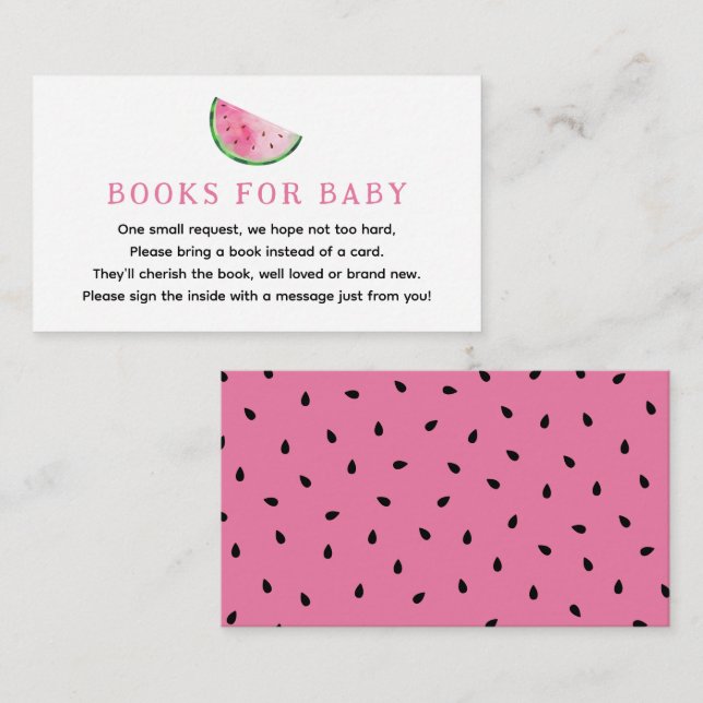 Carte D'accompagnement Livres de pastèque pour bébé (Devant / Derrière)