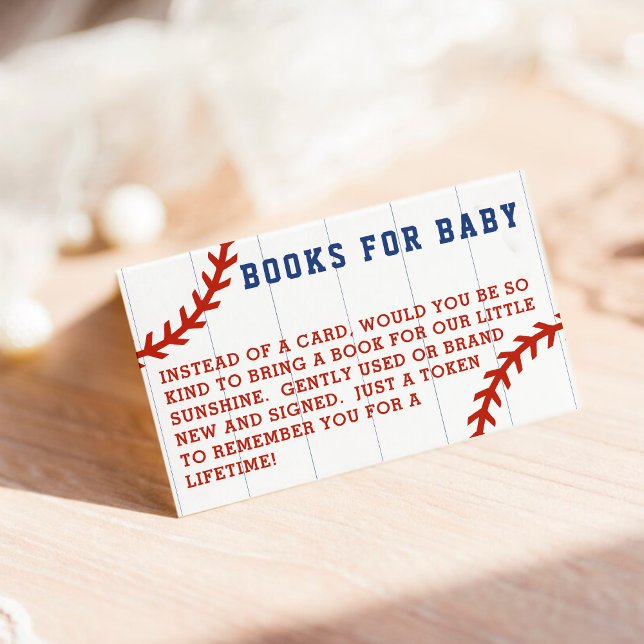 Carte D'accompagnement Livres de requête de baseball Pinstripe pour le Ba (Baseball Pinstripe Request Books for Baby Shower Enclosure Card)