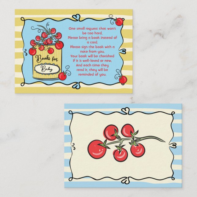 Carte D'accompagnement Livres de tomates cerises italiennes pour bébé (Devant / Derrière)