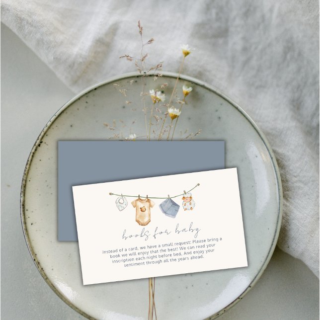 Carte D'accompagnement Livres De Vêtements De Boho Simple Pour Baby showe (Simple Boho Clothesline Books For Baby Shower Enclosure Card)