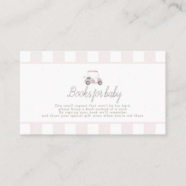Carte D'accompagnement Livres de voiturette de golf rose pour bébé (Devant)