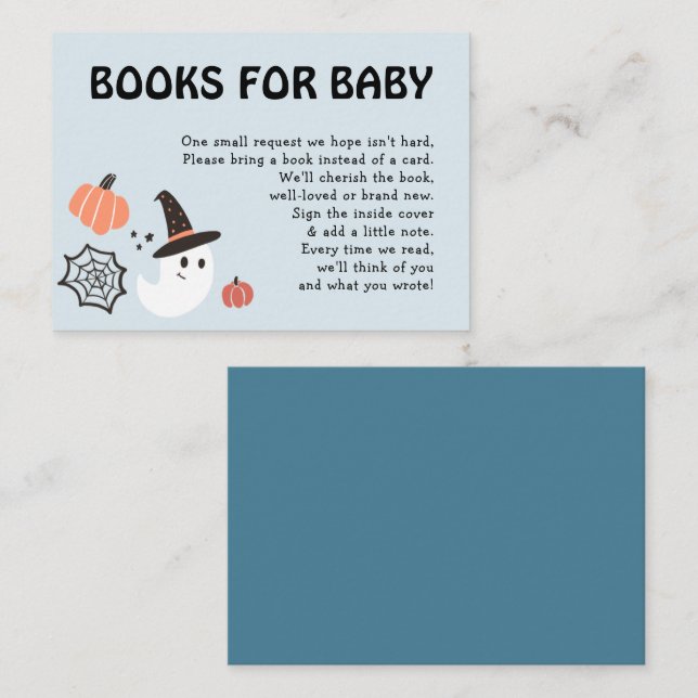 Carte D'accompagnement Livres d'Halloween moderne mignonne pour bébé garç (Devant / Derrière)