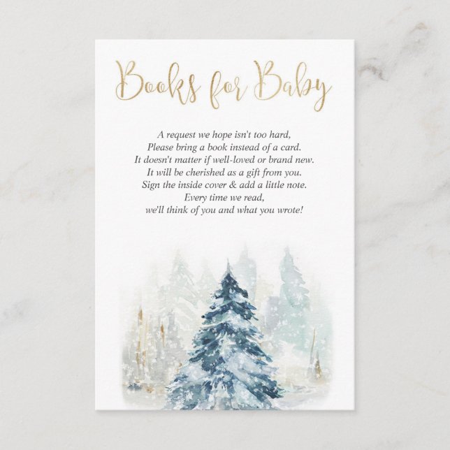 Carte D'accompagnement Livres d'hiver pour bébé or noël arbre neige env. (Devant)