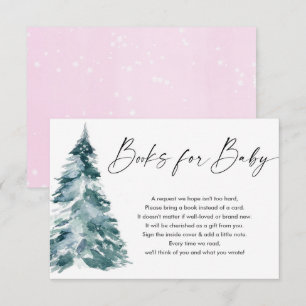 Carte D'accompagnement Livres d'hiver pour bébé rose or fille demande de