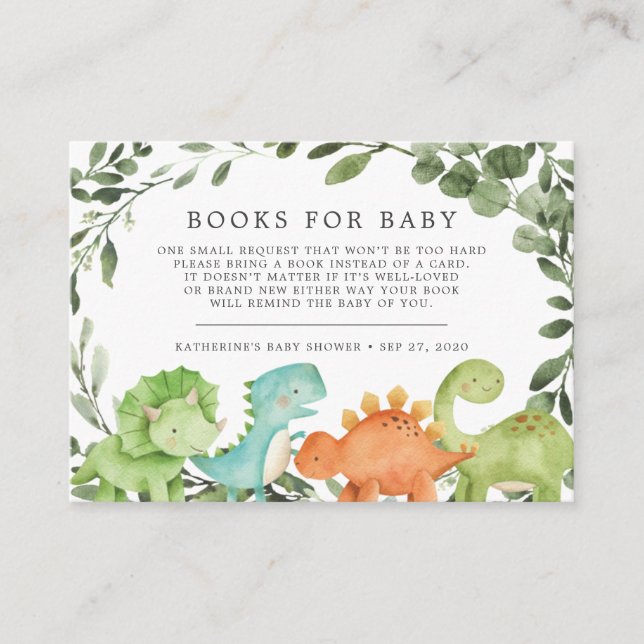 Carte D'accompagnement Livres Dinosaures Pour Baby Baby shower Card (Devant)