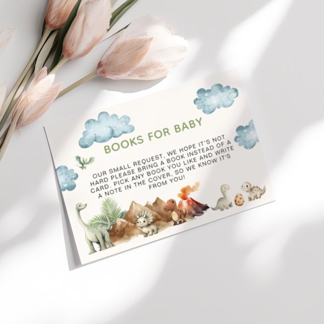 Carte D'accompagnement Livres Dinosaures Pour Baby shower Bébé (Créateur téléchargé)