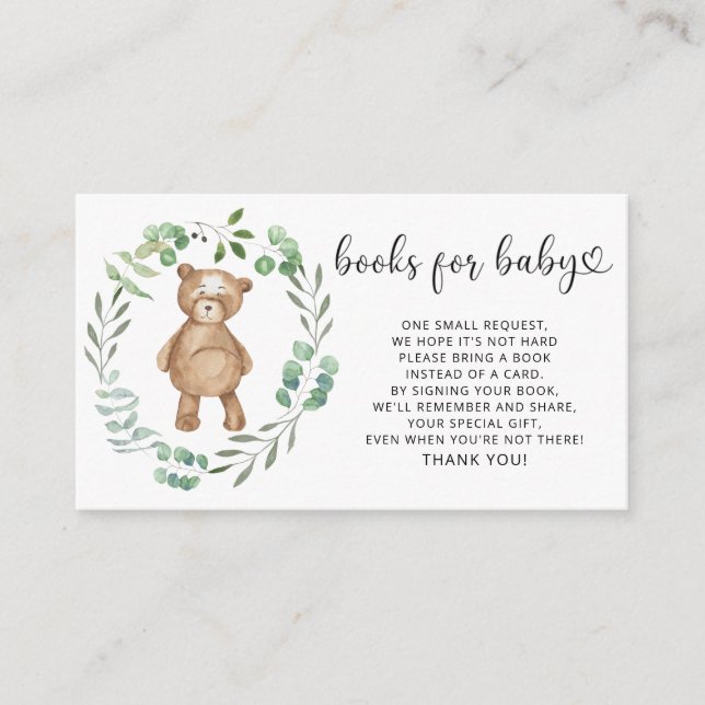 Carte D'accompagnement Livres d'ours de bois pour bébé (Devant)