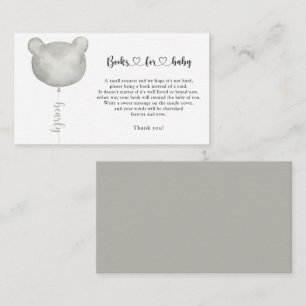 Carte D'accompagnement Livres d'ours en ballons d'argent pour billet bébé