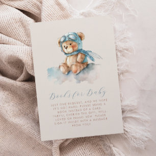 Carte D'accompagnement Livres d'ours en peluche aviateur bleu mignon pour