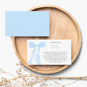 Carte D'accompagnement Livres Élégants à Nœud Bleu pour Baby Shower Bébé