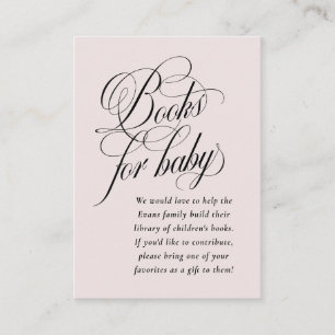 Carte D'accompagnement Livres élégants pour baby shower rose pâle
