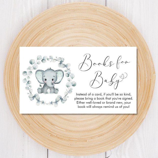 Carte D'accompagnement Livres Elephant Eucalyptus Pour Le Baby shower (Créateur téléchargé)