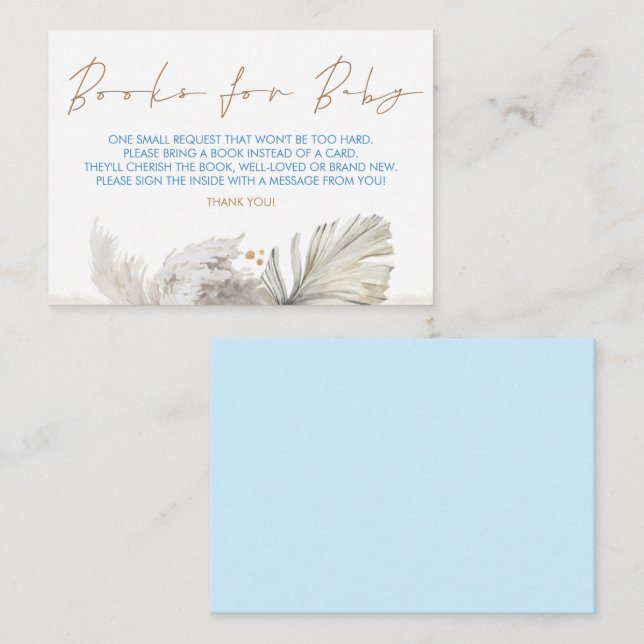 Carte D'accompagnement Livres En Baby shower Brown Bleu Pour Bébé (Devant / Derrière)