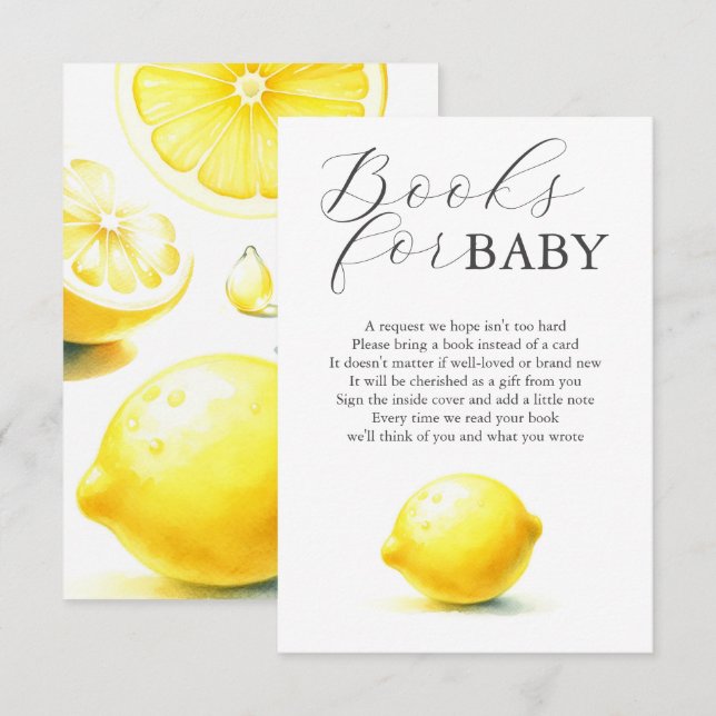Carte D'accompagnement Livres En Baby shower Citron Pour Bébé (Devant / Derrière)