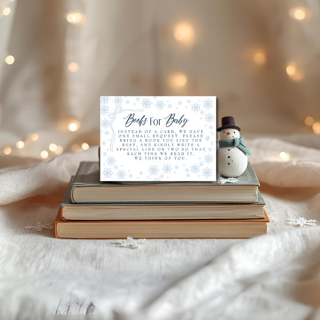 Carte D'accompagnement Livres en bleu d'hiver pour Baby shower bébé (Winter Blue Books for Baby Baby Shower Enclosure Card)