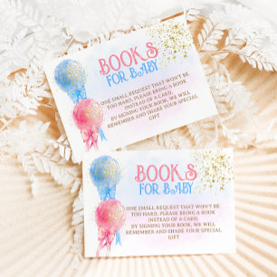 Carte D'accompagnement Livres en bleu rose pour bébé Genre Reveal Douche