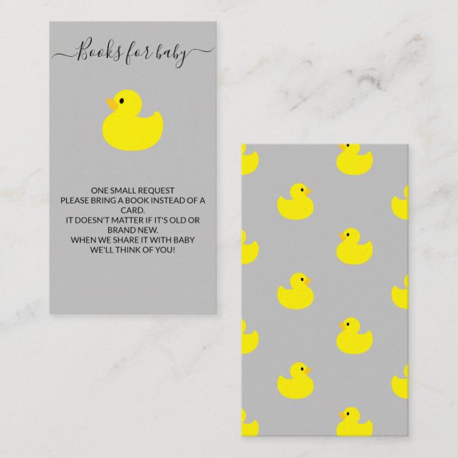 Carte D'accompagnement Livres en caoutchouc jaune pour bébé Billet (Devant / Derrière)