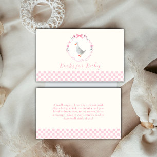 Carte D'accompagnement Livres en gingham rose pour Baby Shower Silly Goos