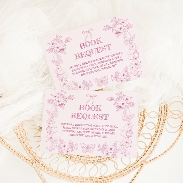 Carte D'accompagnement Livres En Toile Florale Rose Pour Baby shower (Créateur téléchargé)