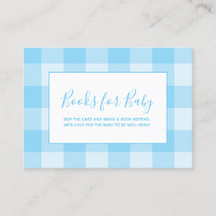 Carte D'accompagnement Livres en vichy bleu bébé pour bébé