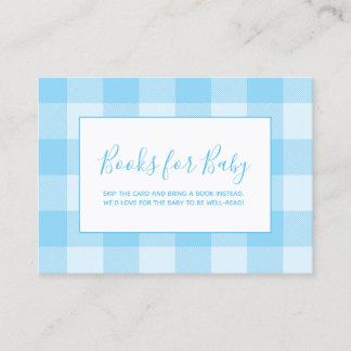 Carte D'accompagnement Livres en vichy bleu bébé pour bébé