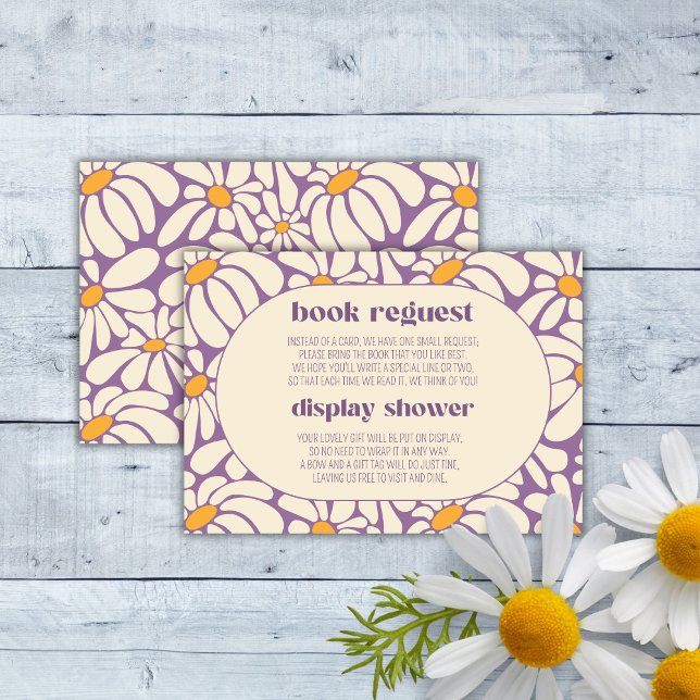 Carte D'accompagnement Livres Fleur Retro super Pour Bébé Affichage Douch (Créateur téléchargé)