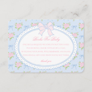 Carte D'accompagnement Livres Fleuris Vintage Bleu pour Enfant Carton d'I