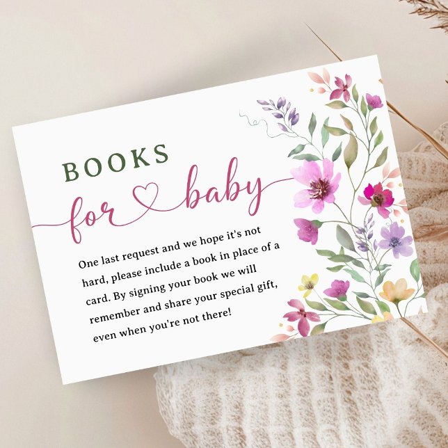 Carte D'accompagnement Livres fleurs sauvages Baby showers Pour Bébé (Créateur téléchargé)