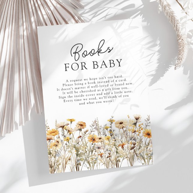 Carte D'accompagnement Livres fleurs sauvages Baby showers pour bébé (Créateur téléchargé)