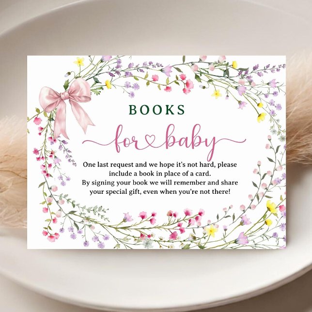 Carte D'accompagnement Livres fleurs sauvages Baby showers Pour Bébé (Créateur téléchargé)