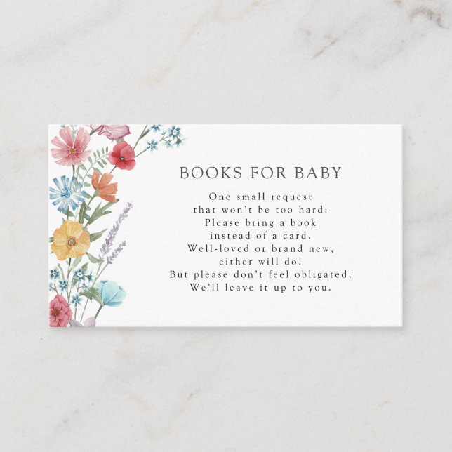 Carte D'accompagnement Livres fleurs sauvages pour Baby Card (Devant)