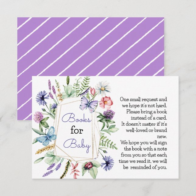 Carte D'accompagnement Livres fleurs sauvages pour Baby Card (Devant / Derrière)