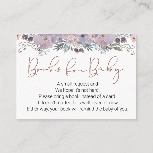 Carte D'accompagnement LIVRES Floraux Aquarelles POUR Baby shower (Devant)