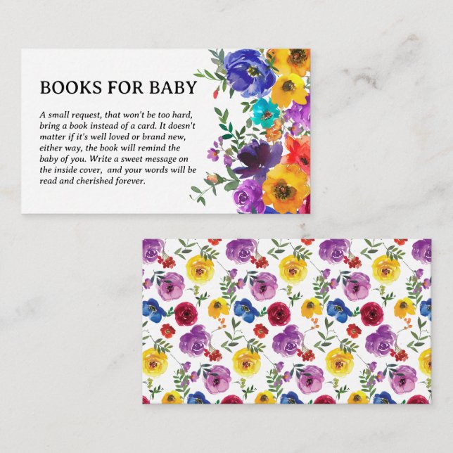 Carte D'accompagnement Livres floraux brillants et gras pour bébé (Devant / Derrière)