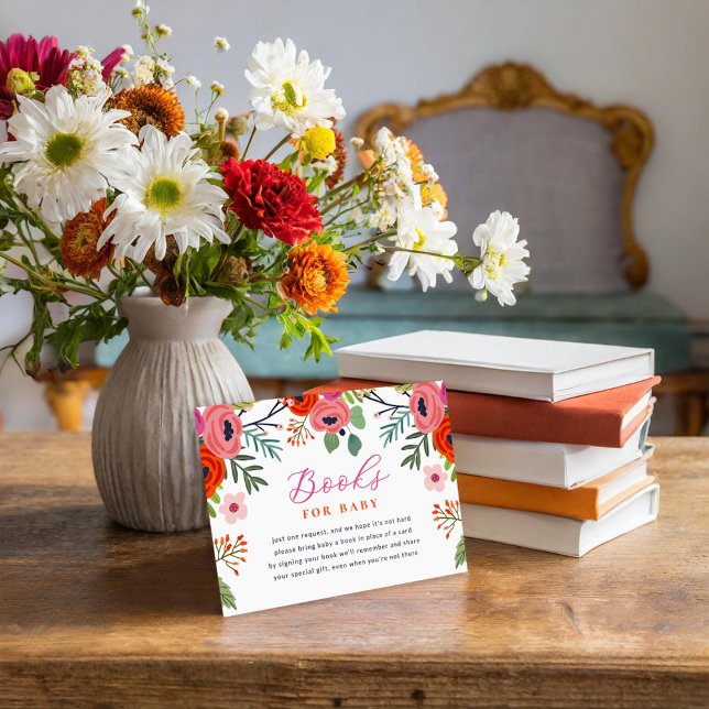 Carte D'accompagnement Livres floraux brillants pour bébé (Créateur téléchargé)