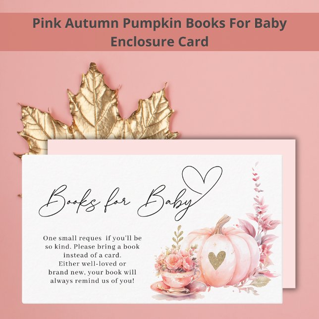 Carte D'accompagnement Livres Floraux Citrouilles Rose Vive Pour Bébé (Créateur téléchargé)