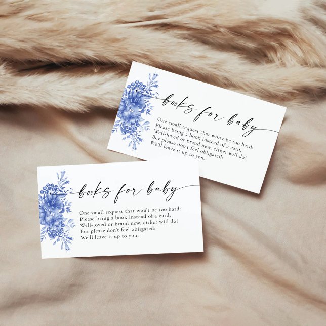 Carte D'accompagnement Livres Floraux Porcelaine Bleue Pour Bébé (Créateur téléchargé)