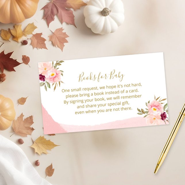 Carte D'accompagnement Livres Floraux Roses Pour Bébé (Créateur téléchargé)