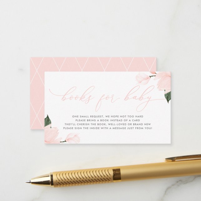 Carte D'accompagnement Livres Floraux Roses Pour Bébé (Devant/Arrière en situation)