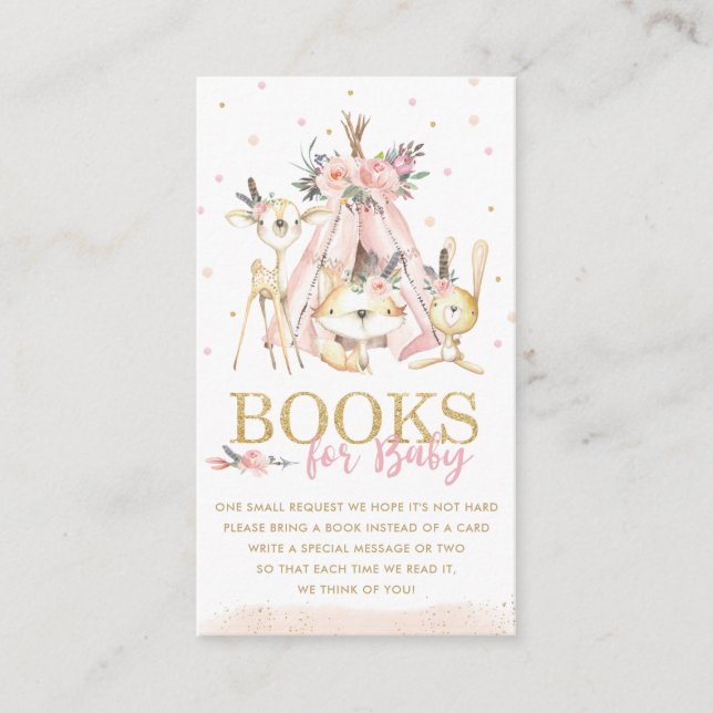 Carte D'accompagnement Livres floraux roses pour bébé (Devant)