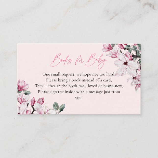 Carte D'accompagnement Livres Floraux Roses Pour Bébé | BABY SHOWER (Devant)