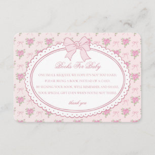 Carte D'accompagnement Livres Floraux Vintage Rose pour Insertion dans l'