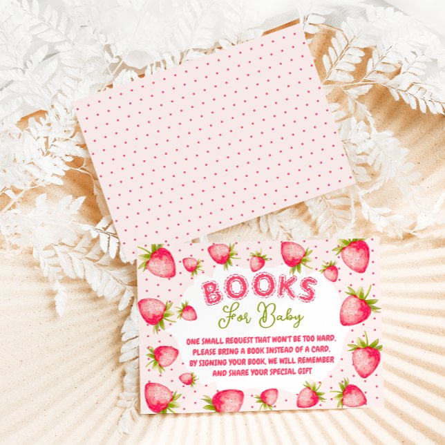 Carte D'accompagnement Livres fraises pour Baby shower bébé fille (Créateur téléchargé)