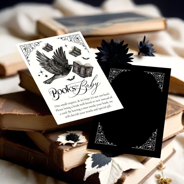 Carte D'accompagnement Livres gothique Halloween Corbeau Livres pour bébé (Gothic Halloween Raven Delivery Books for Baby Enclosure Card)